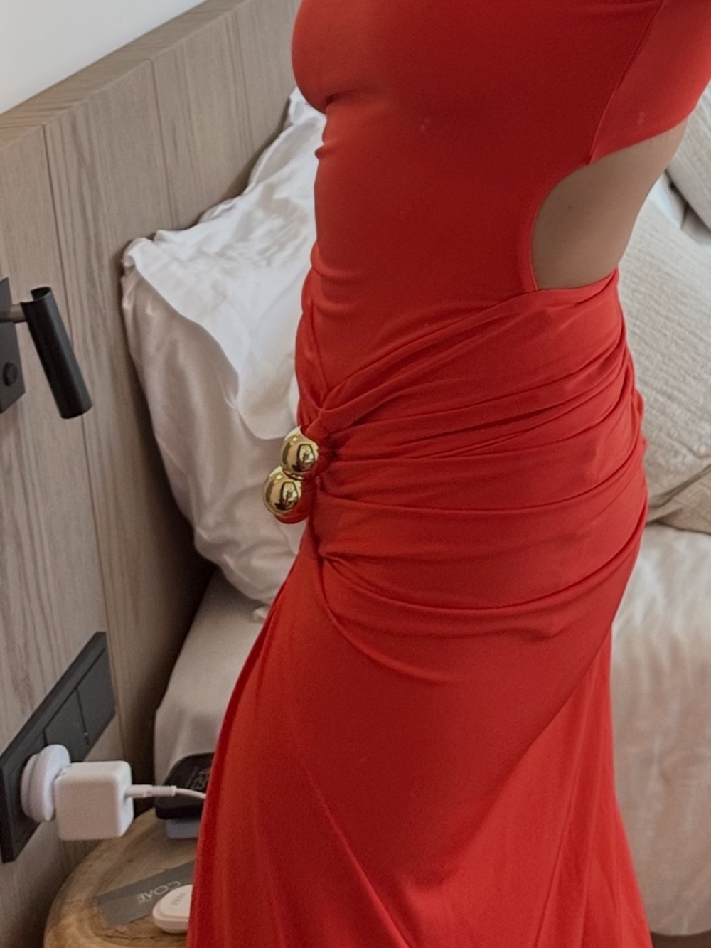 Silvia Tcherassi Orange Halter Frances dress Maxi Gown with Gold Accent - Picture 2 of 4